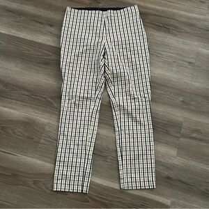A New Day Plaid Ankle Pants Cream Beige Black Women Sz 6